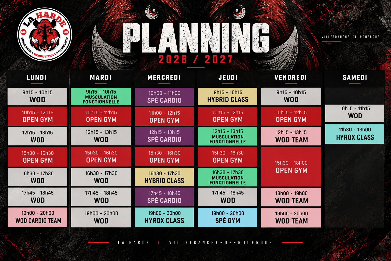 Planning 2026–2027 de La Harde